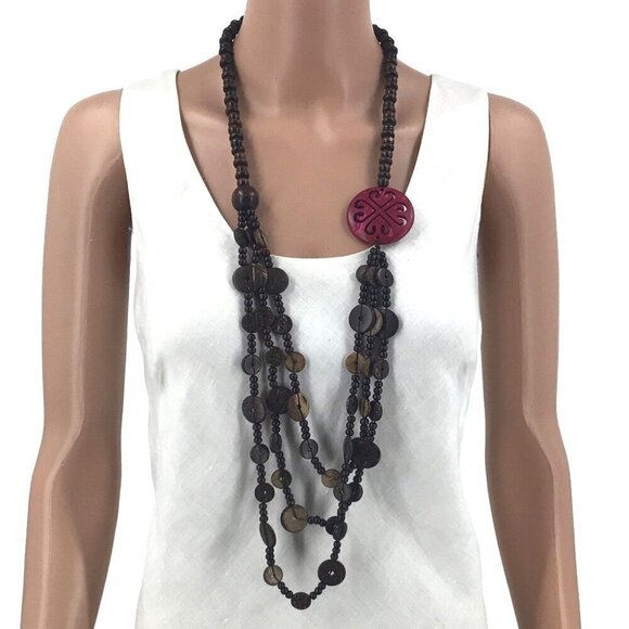 Paparazzi Jungle Jive Necklace Earrings Set Brown Pink Earrings Set - Picture 1 of 2